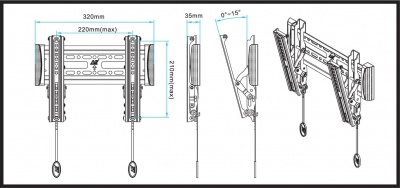 Кронштейн для телевизора Onkron TM4 настенный, наклонный, 17-43 дюйма, черный